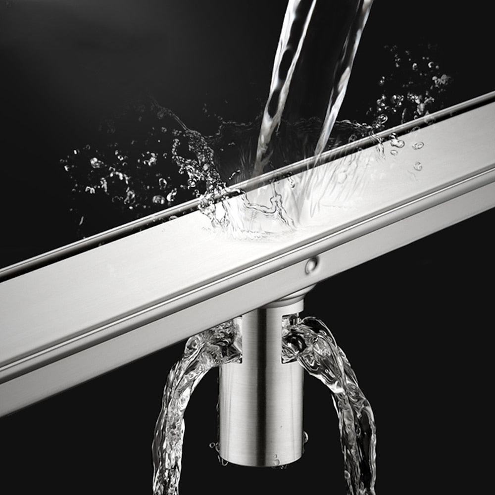 Stainless Steel Modern Tile Insert Linear Shower Drain, Rectangle Floor Drain with Removable Cover