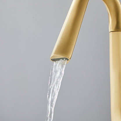 Modern Single-Hole Waterfall Bathroom Faucet, Single-Handle Swivel Spout Faucet, Matte Black / Brushed Gold / Chrome