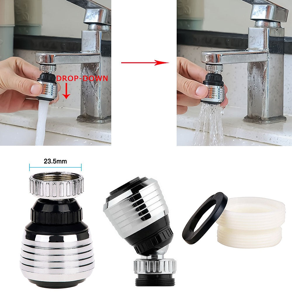 360-Degree Swivel Faucet Aerator, Dual Spray Mode Faucet Sprayer, Chrome / Matte Black
