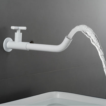 Modern Wall-Mount Bathroom Faucet, Single-Handle Swivel Spout Cold Only Faucet, Matte Black / Matte White / Antique Brass / Chrome