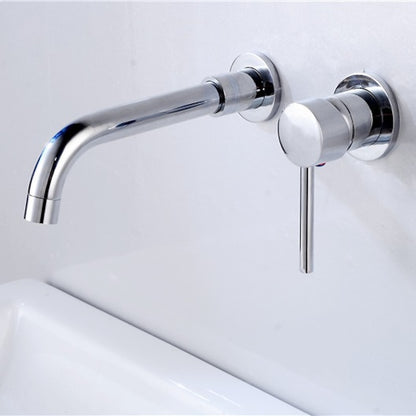 Rotatable Spout Wall-Mount Bathroom Faucet, Single-Handle Brass Basin Tap, Chrome / Matte Black / Brushed Gold