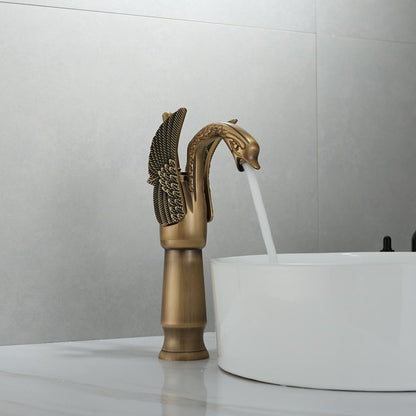 Swan Shape Waterfall Bathroom Faucet, Single-Handle Vessel Sink Faucet