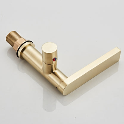 Modern Brass Single-Hole Bathroom Faucet, Single-Handle Swivel Spout Faucet, Brushed Gold / Matte Black