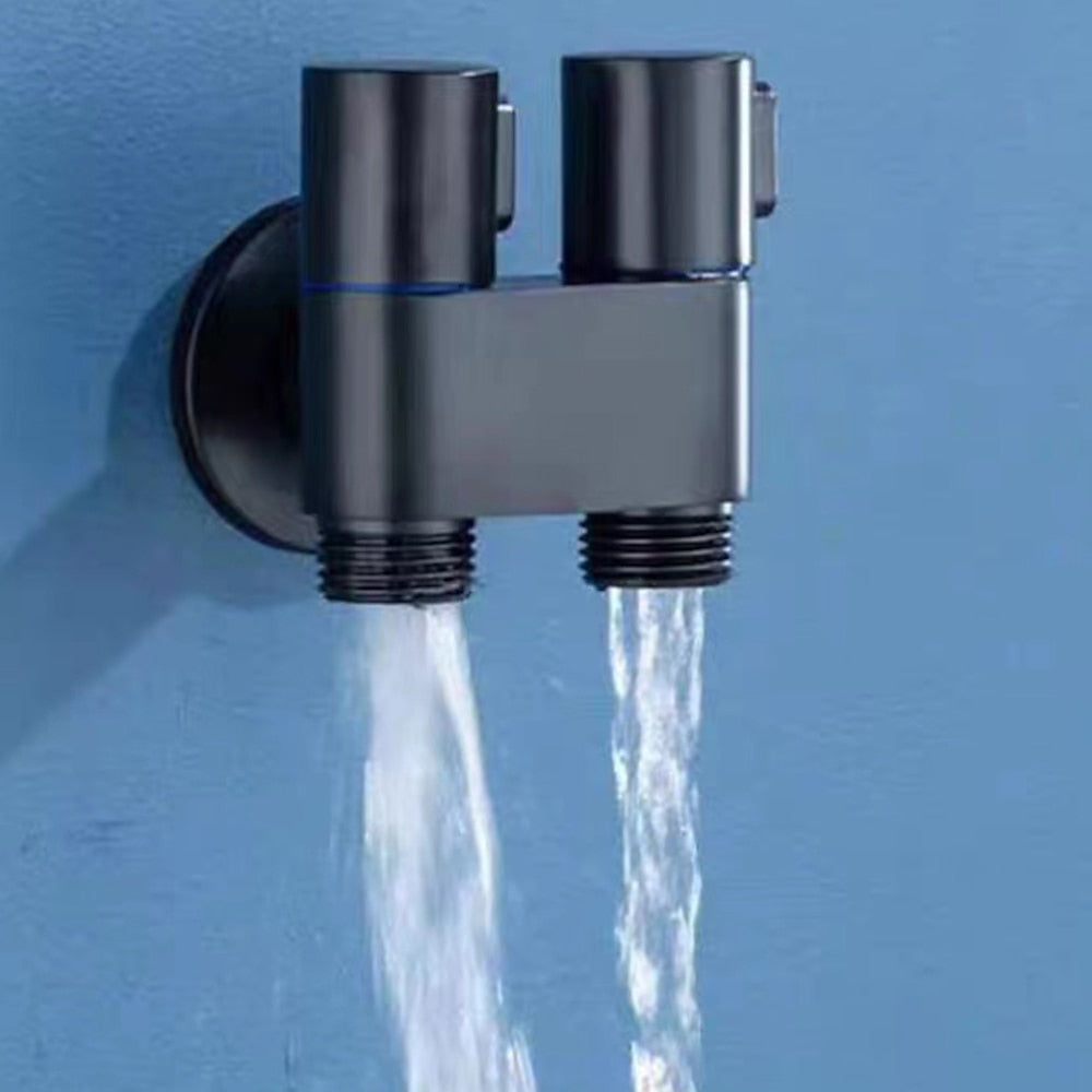 Dual-Handle Wall-Mount Bidet Sprayer, Solid Brass Shattaf Sprayer, Gray / Black / Silver