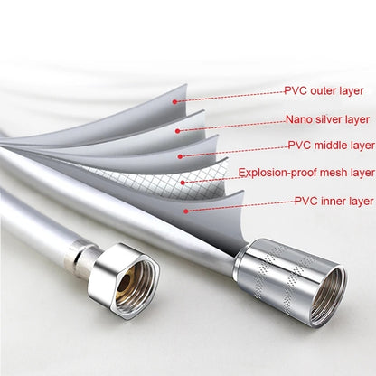 Anti-Winding Flexible Handheld Shower Hose, Smooth PVC Universal Shower Hose, Gray / Silver