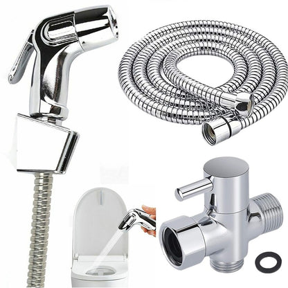 Chrome Handheld Bidet Sprayer Set, Stainless Steel Toilet Bidet Faucet with Hose