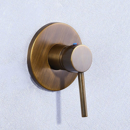 Rainfall Antique Brass Shower Faucet, Wall-Mount Single-Handle Shower System with Rough-In Valve / Floor Drain