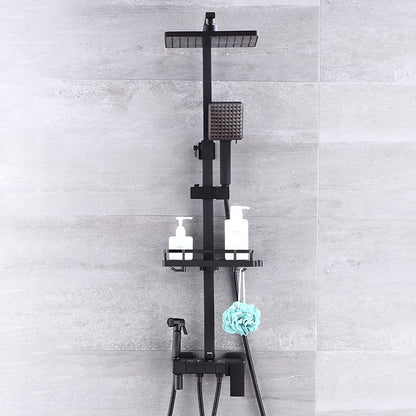 Modern Rainfall Tub Shower System, Wall-Mounted Exposed Shower Faucet with Handheld Spray