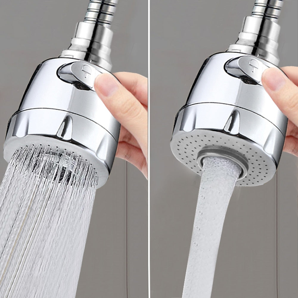 Chrome 360-Degree Swivel Flexible Faucet Extender, Dual-Mode Spray Faucet Aerator