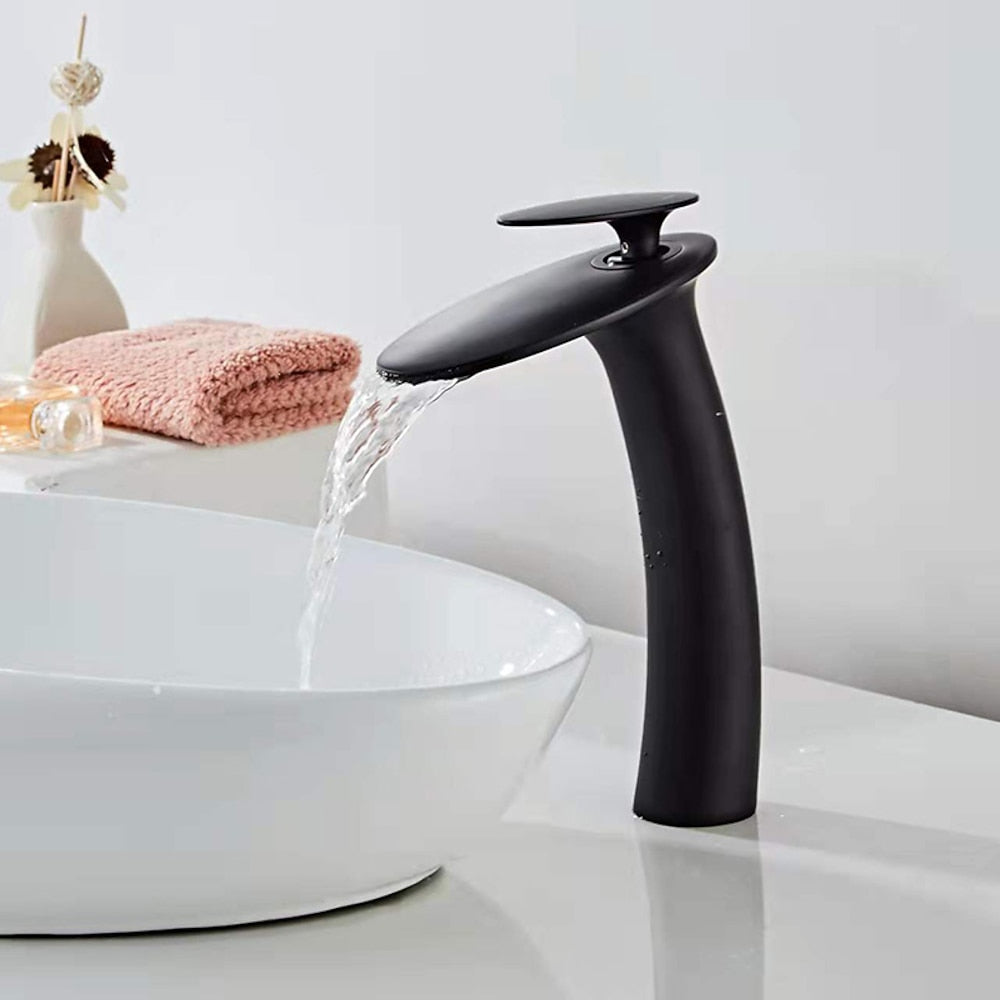 Modern Waterfall Vessel Bathroom Faucet, Single-Hole Single-Handle Faucet