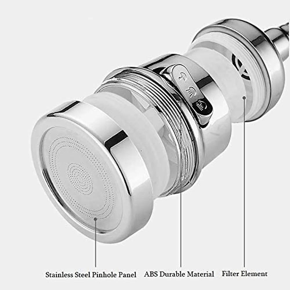 Chrome 360-Degree Swivel 3-Mode Replacement Spray Head, Kitchen Sink Faucet Aerator Sprayer Attachment
