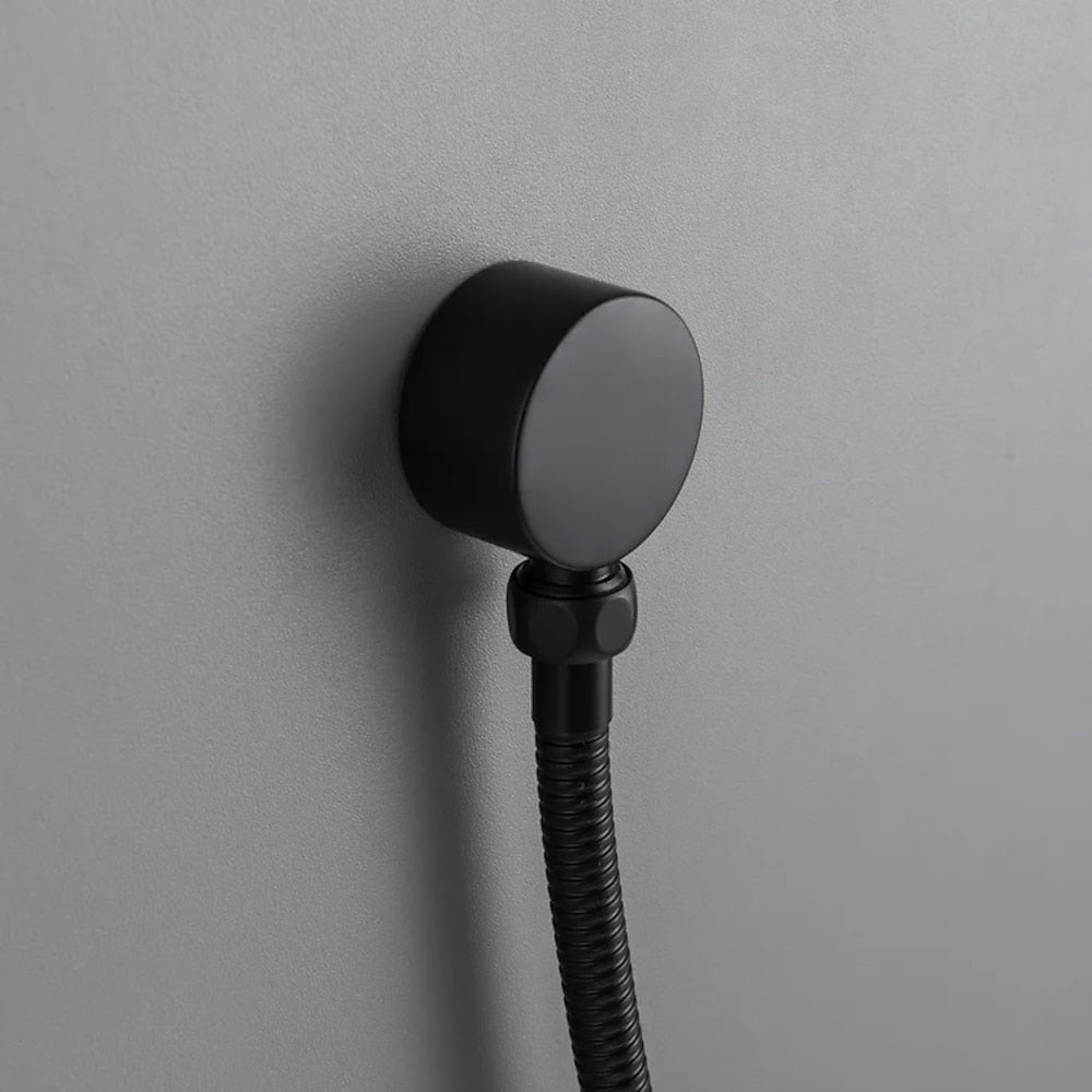 Rainfall Matte Black Wall-Mounted Shower System, Single-Handle Faucet with Handheld Shower