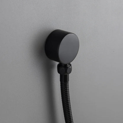 Rainfall Matte Black Wall-Mounted Shower System, Single-Handle Faucet with Handheld Shower
