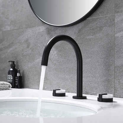 Matte Black Modern 3-Hole Widespread Bathroom Faucet, High Arc Dual-Handle Faucet
