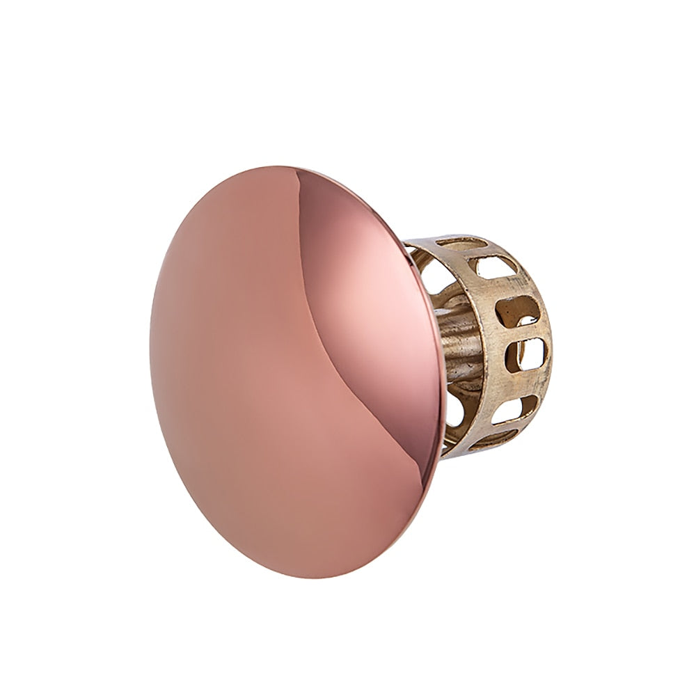 Rose Gold Brass Pop-Up Sink Drain with Overflow, Vessel Vanity Sink Drainer