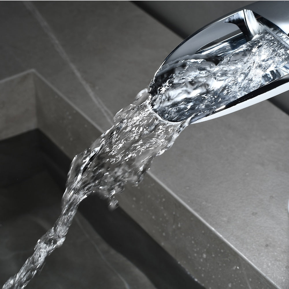 Waterfall Bathroom Faucet, Modern Single-Handle Single-Hole Faucet