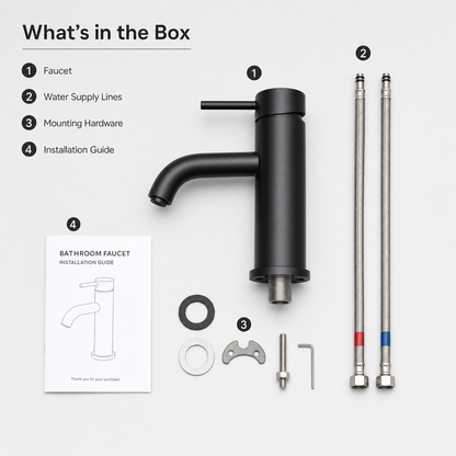Minimalist Single Handle 1-Hole Bathroom Sink Faucet, Matte Black