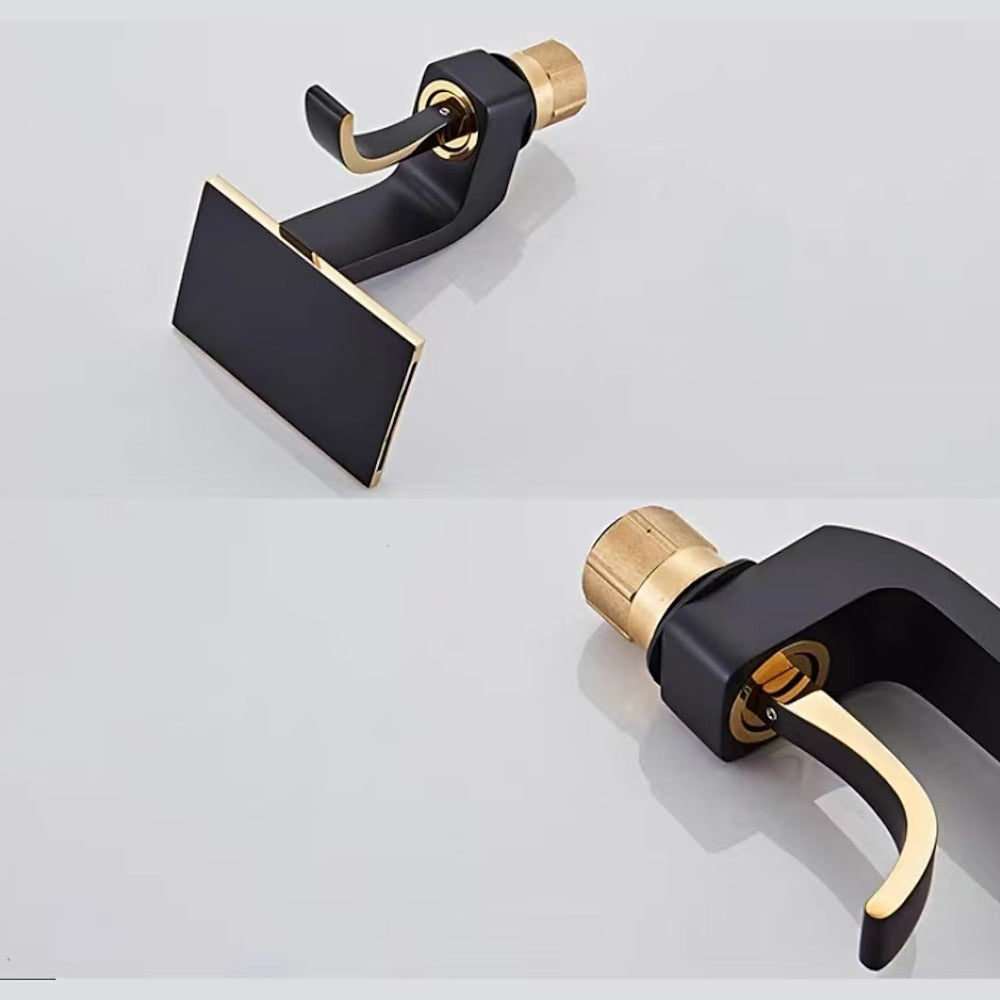 Waterfall Single-Hole Bathroom Faucet, Single-Handle Faucet with Pop-Up Drain