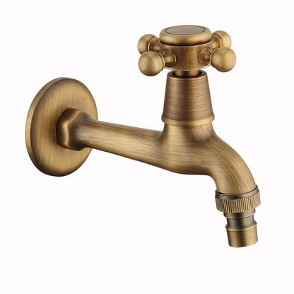 Vintage Brass Wall-Mount Washing Machine Faucet, Single-Cold Utility Laundry Faucet, Antique Brass / Matte Black