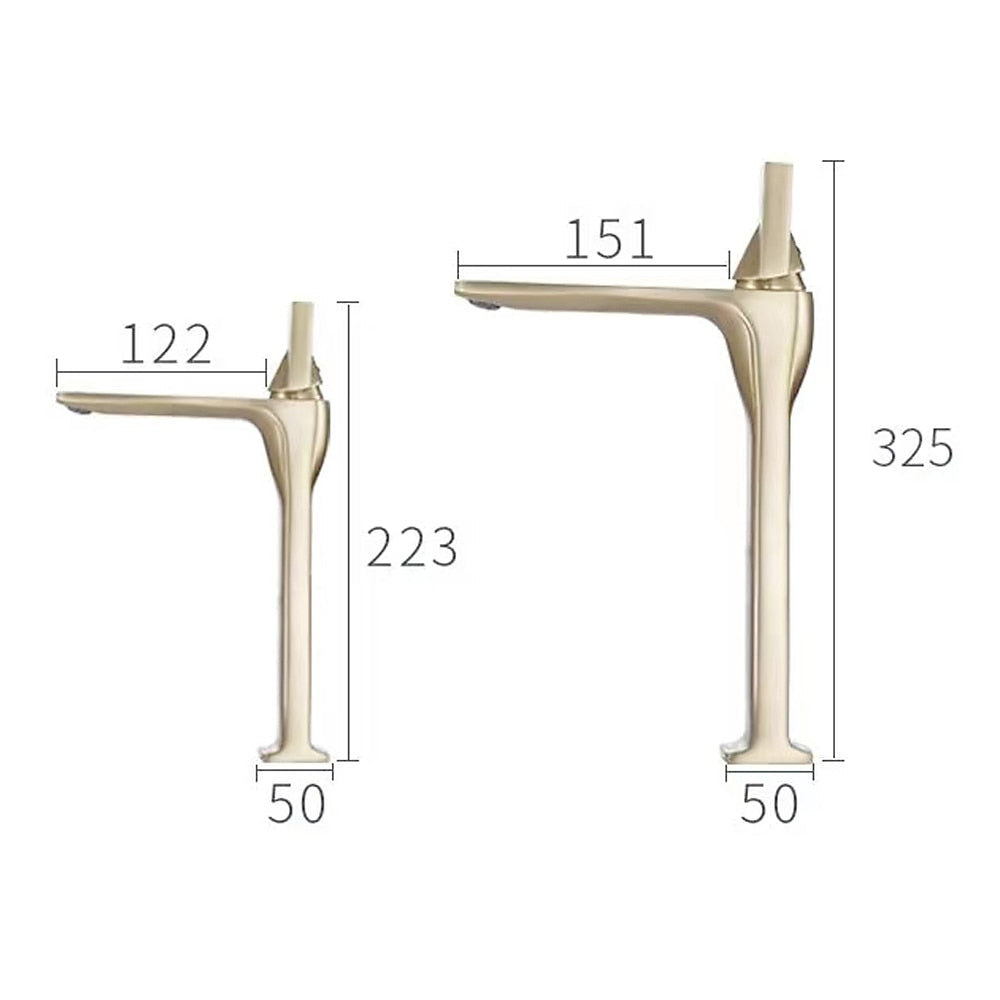Brushed Gold Modern Bathroom Sink Faucet, Single-Hole Single-Handle Brass Faucet