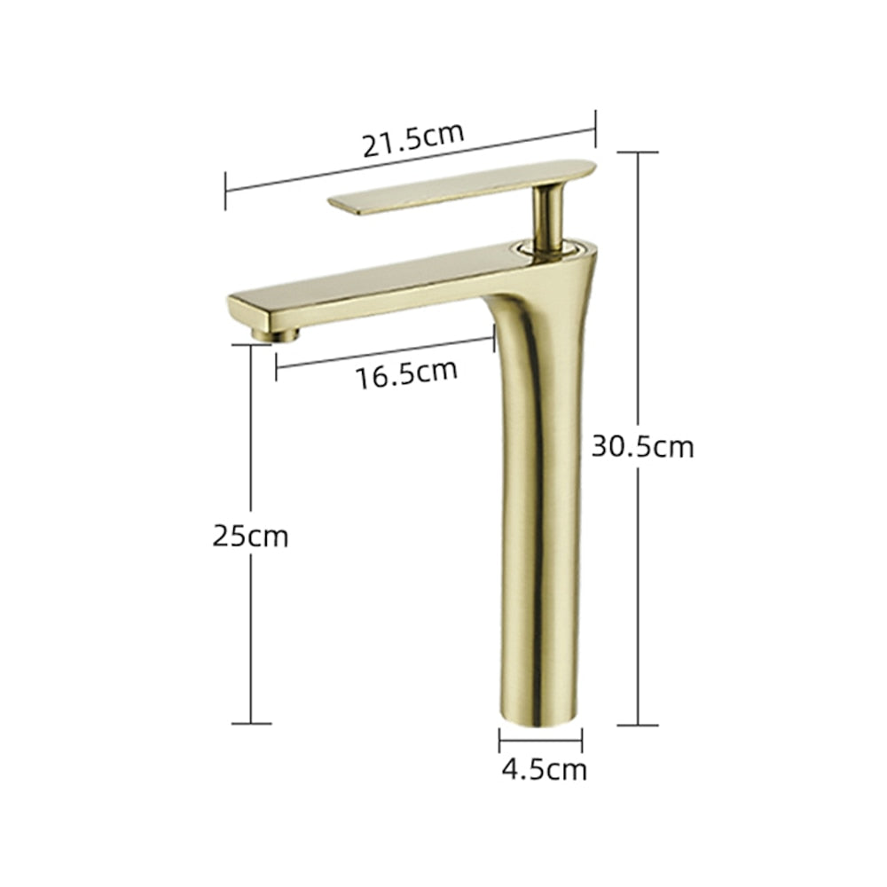Modern Vessel Sink Faucet, Single-Handle Brass Bathroom Faucet