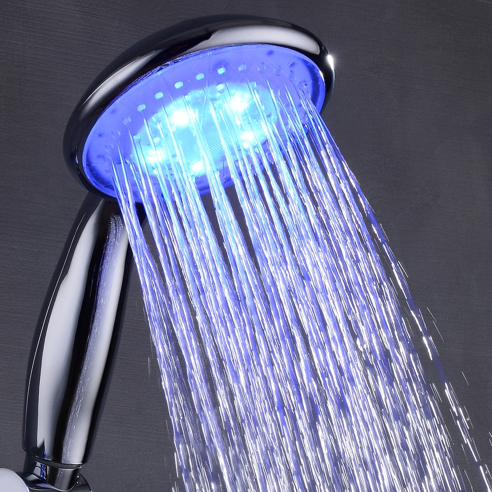 Chrome Contemporary LED Handheld Shower Head, ABS Plastic Hand Shower with Jet / Rainfall Spray Modes