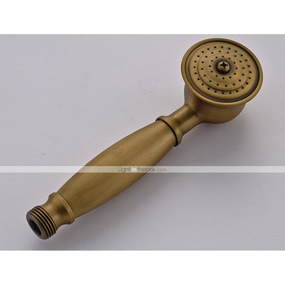 Antique Brass Vintage Wall-Mount Tub Shower System, Retro Rainfall Shower Faucet Set with Handheld Sprayer