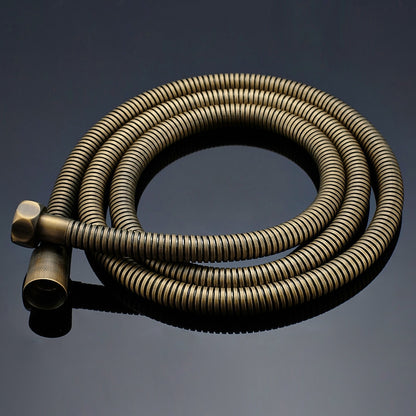 Traditional Antique Brass Handheld Shower Head, Vintage Sprayer with Flexible Shower Hose