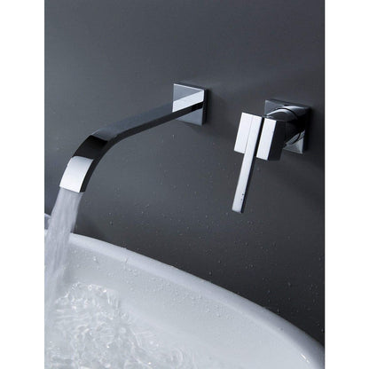 Waterfall Chrome Wall-Mount Bathroom Faucet, Single-Handle Brass Basin Faucet