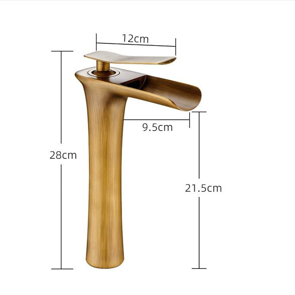 Waterfall Modern Brass Vessel Sink Faucet, Single-Handle Tall Faucet