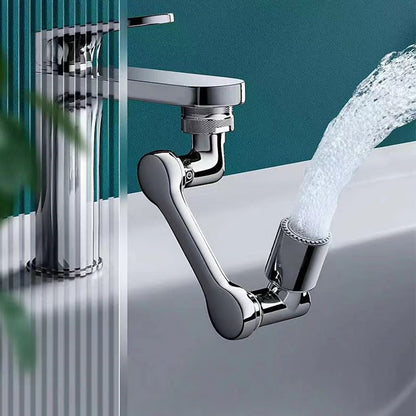 Chrome 1080-Degree Rotating Faucet Extender, 2-Mode Sprayer Faucet Attachment with Mechanical Arm