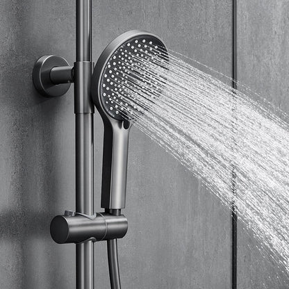 Thermostatic Wall-Mount Shower System, Multi-Function Rainfall Faucet with Handheld Shower, Chrome / Gunmetal