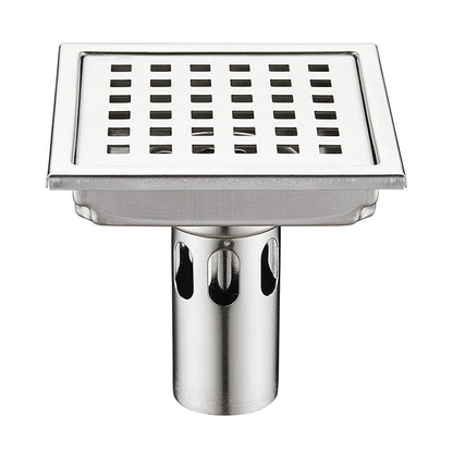 Stainless Steel Anti-Odor Square Floor Drain, Floor-Mounted Shower Drain with Removable Cover
