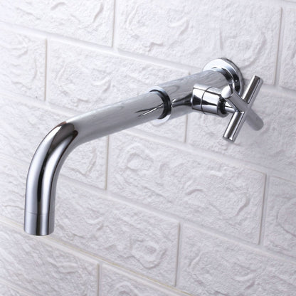 Modern Wall-Mount Swivel Spout Faucet, Single Cross Handle Cold Only Bathroom Faucet, Brushed Gold / Chrome / Gunmetal