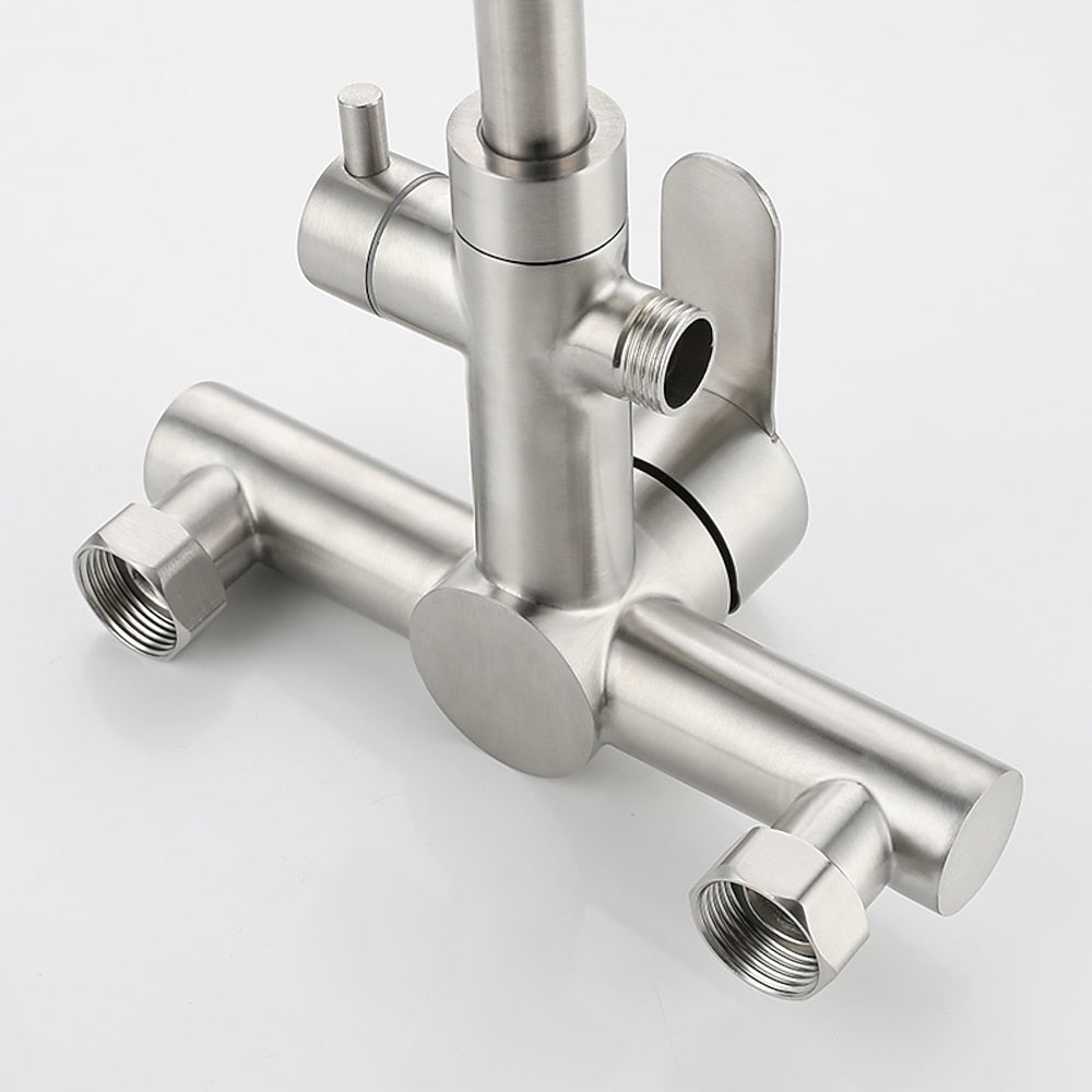 Brushed Nickel Modern Wall-Mount Kitchen Faucet, Dual-Hole Single-Handle Faucet with Handheld Bidet Sprayer