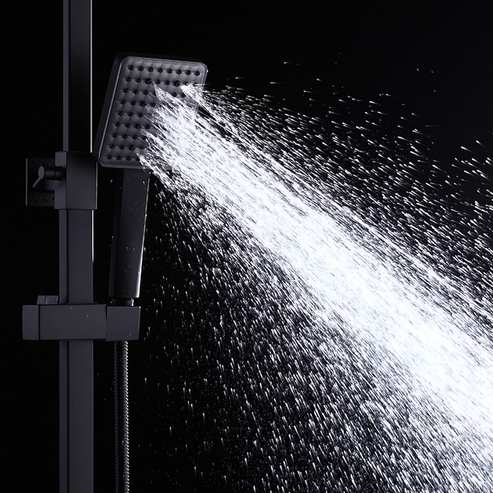 Modern Rainfall Tub Shower System, Wall-Mounted Exposed Shower Faucet with Handheld Spray