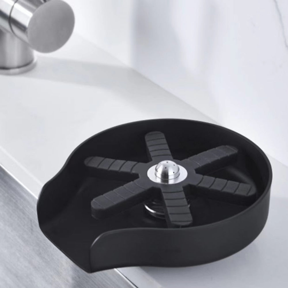 Modern Deck-Mounted Stainless Steel Glass Rinser, Multi-Angle Spray Cup Washer for Kitchen Sink, Brushed Nickel / Matte Black / Gunmetal