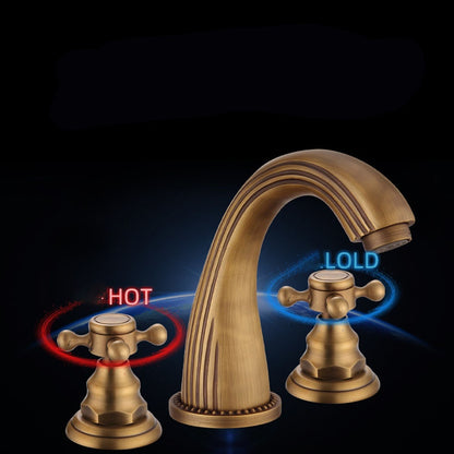 Vintage 3-Hole Widespread Bathroom Sink Faucet, Two-Handle Brass Faucet with High Arc Spout, Antique Brass / Oil-Rubbed Bronze