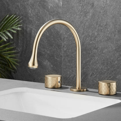 360-Degree Swivel Modern Bathroom Sink Faucet, 3-Hole Widespread Brass Faucet, Gunmetal / Matte Black / Brushed Gold / Chrome