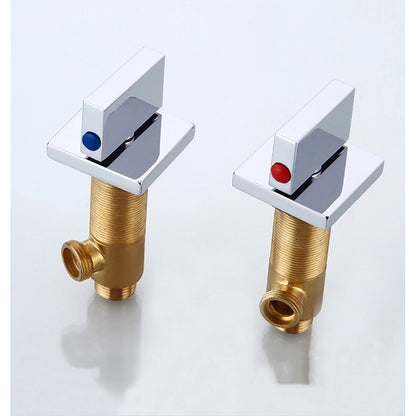 LED Waterfall Chrome Bathroom Faucet, Widespread Dual-Handle Brass Faucet