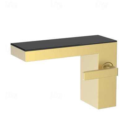 Waterfall Single-Hole Bathroom Faucet, Modern Single-Handle Stainless Steel Faucet, Matte White / Brushed Gold / Chrome / Brushed Chrome