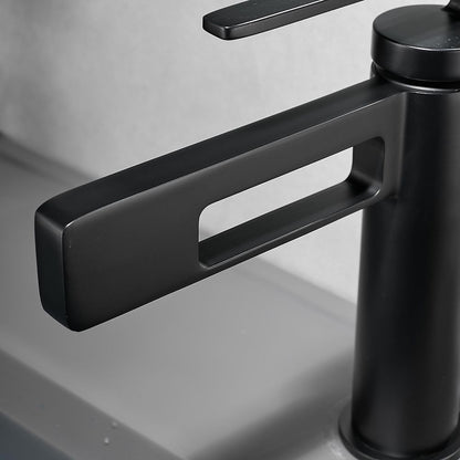 Modern Waterfall Bathroom Sink Faucet, Single-Handle Single-Hole Brass Faucet, Matte Black / Brushed Gold / Gunmetal / Chrome / Matte White