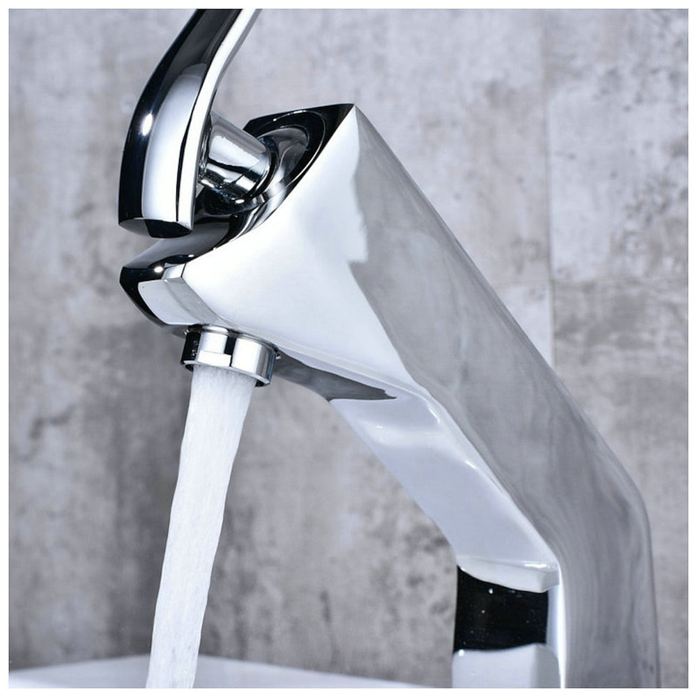 Contemporary Single-Hole Bathroom Faucet, Single-Handle Deck Mount Faucet