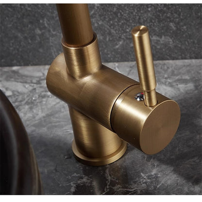 Antique Brass Traditional Bathroom Faucet, Single-Handle High Arc Swivel Spout Faucet