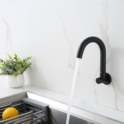 Modern Wall-Mount Single-Cold Bar Faucet, Single-Handle Swivel Spout Faucet, Chrome / Brushed Nickel / Brushed Gold / Matte Black