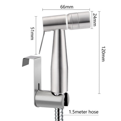 Stainless Steel Handheld Bidet Sprayer, Dual Spray Mode Shattaf Toilet Sprayer with T-Valve, Hose, Holder