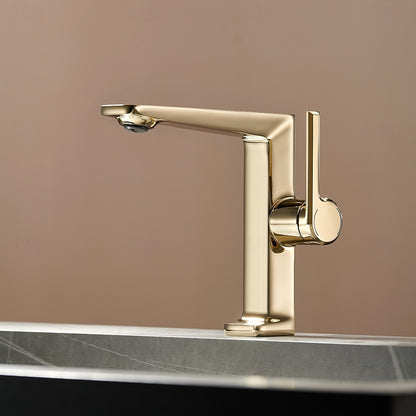 Modern Single-Hole Bathroom Faucet, Single-Handle Brass Faucet, Polished Gold / Chrome / Matte Black / Brushed Gold / Rose Gold / Matte White / Gunmetal
