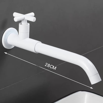 Modern Wall-Mount Bathroom Faucet, Single-Handle Swivel Spout Cold Only Faucet, Matte Black / Matte White / Antique Brass / Chrome
