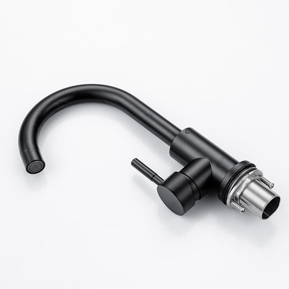 360-Degree Swivel High Arc Bathroom Faucet, Modern Single-Hole Stainless Steel Faucet, Matte Black / Brushed Nickel