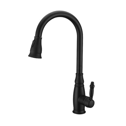 Oil-Rubbed Bronze Pull-Down Kitchen Faucet, Traditional Single-Handle Brass Faucet